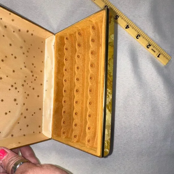 Mele Clamshell Hard Case Floral Vintage 1970's Travel Jewelry Box 7" x 4.75" - Picture 10 of 10